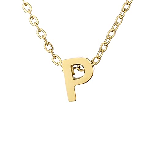 Damen Kette mit Buchstaben Kette Anhänger Brief Alphabet Initial Halsketten für Frauen Kinder Ketten Anhänger Schmuck Geburtstags Geschenk für Sie Freundin Weihnachten Valentinstag (P, One Size) von FRMUIC