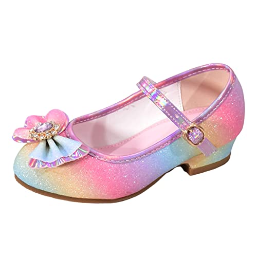 FRMUIC Prinzessin Schuhe Mädchen Glitzer Schuhe Kinder Stöckelschuhe Mädchen Pailletten Prinzessin Cosplay Schuhe Partys Hochzeiten Sandalen Elegante Mädchen Schuhe mit Absatz (Pink, 30 Little Child) von FRMUIC