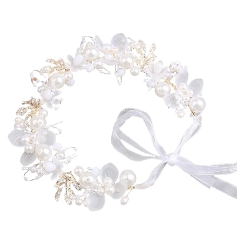 Haarkranz Mädchen, Haarspangen Haarschmuck für Mädchen mit Perlen Blüten, Kopfschmuck Mädchen Erstkommunion Haarschmuck Mädchen,Blumen Haarreif Hochzeit Alltagskleidung (White, One Size) von FRMUIC