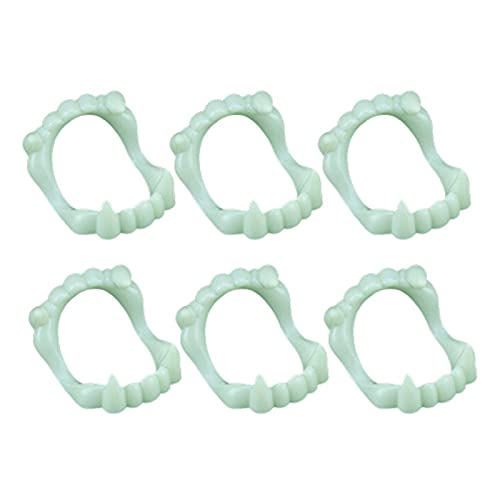 Horror Halloween Zähne Reißzähne Gefälschte Weiß Grün Gebiss Leuchtend Gruselig Zahnpflege (A, One Size) von FRMUIC
