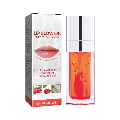 Lippenöl Lipgloss Langanhaltende Feuchtigkeit reduziert Linien Falten Lip Plumper Oil Moisturizing Lippen Care Lip Gloss Tint Lippen Make-up Geschenk für Mädchen Frauen (A, One Size) von FRMUIC