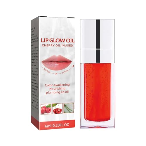 Lippenöl Lipgloss Langanhaltende Feuchtigkeit reduziert Linien Falten Lip Plumper Oil Moisturizing Lippen Care Lip Gloss Tint Lippen Make-up Geschenk für Mädchen Frauen (B, One Size) von FRMUIC