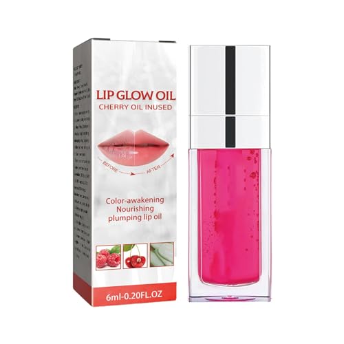 Lippenöl Lipgloss Langanhaltende Feuchtigkeit reduziert Linien Falten Lip Plumper Oil Moisturizing Lippen Care Lip Gloss Tint Lippen Make-up Geschenk für Mädchen Frauen (D, One Size) von FRMUIC