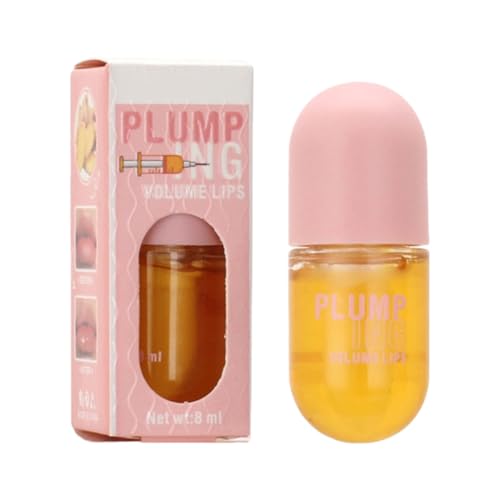 Lippenöl Lipgloss Langanhaltende Lip Plumper Oil Moisturizing Lippen Care Feuchtigkeit Lippenöl Reduziert Feine Linien Nicht Klebriges Lip Gloss Tint Lippen Make-up (Pink, One Size) von FRMUIC