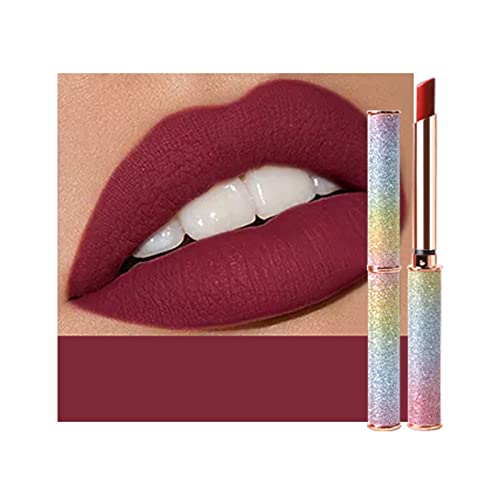 Lippenstift Feuchtigkeitsspendender Langanhaltender Matter Lipgloss Lip gloss Langanhaltende Verschleißfestigkeit Antihaftschale Nicht verblassender Lipgloss für Mädchen Frauen (A, One Size) von FRMUIC