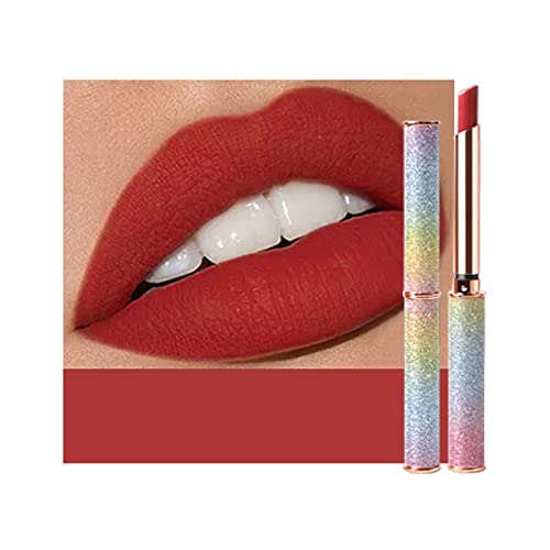 Lippenstift Feuchtigkeitsspendender Langanhaltender Matter Lipgloss Lip gloss Langanhaltende Verschleißfestigkeit Antihaftschale Nicht verblassender Lipgloss für Mädchen Frauen (E, One Size) von FRMUIC