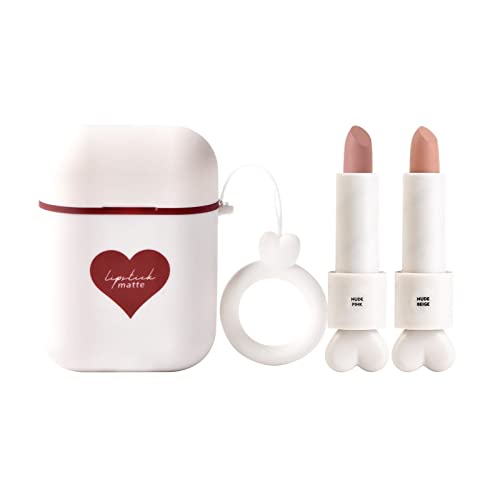 Lippenstift Set wasserdicht langlebig Samt feuchtigkeitsspendend Lippenfleck zweifarbig Lipgloss Lippen-Make-up-Geschenkset für Mädchen Damen (A, One Size) von FRMUIC