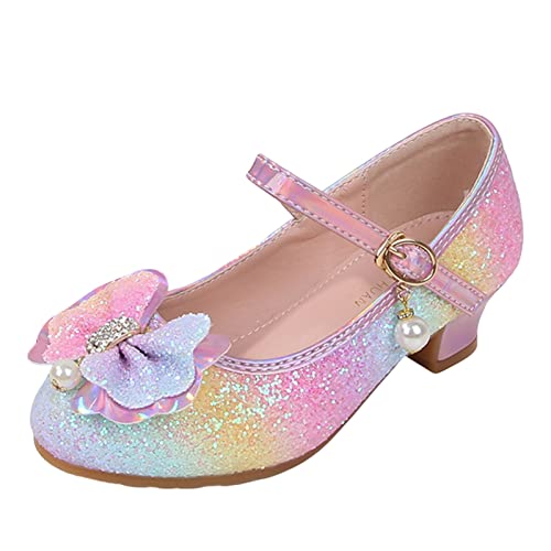 Prinzessin Schuhe Mädchen Glitzer Bowknot Schuhe Kinder Stöckelschuhe Pailletten Prinzessin Cosplay Schuhe Partys Hochzeiten Klett Sandalen Elegante Mädchen Schuhe mit Absatz von FRMUIC