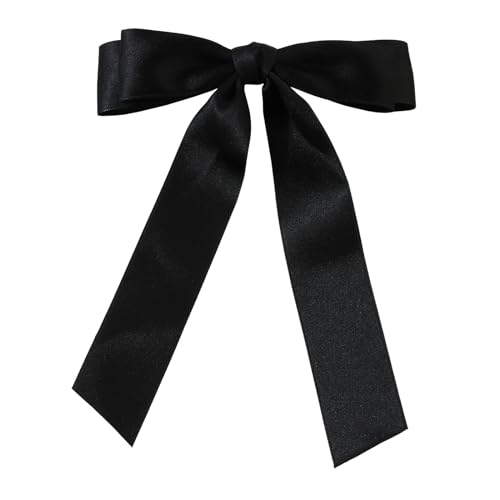 Schleife Haare Damen, Haarband Haarschleife, Schleifen Haarspange, Satin Bogen Haare Haarspangen Mädchen Hair Bows für Party, Frauen, Mädchen (Black, One Size) von FRMUIC