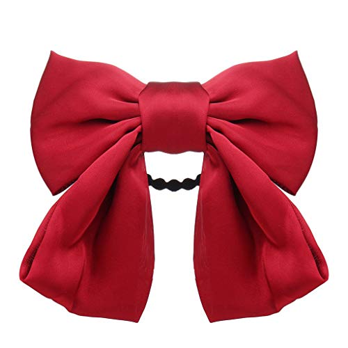 Schleife Haargummi Satin Haarband Schleife Langer Schwanz Pferdeschwanzhalter Gummibänder Haargummis Französische Haarschalbänder Seil Prinzessin Haarschmuck für Frauen Mädchen (Red, One Size) von FRMUIC