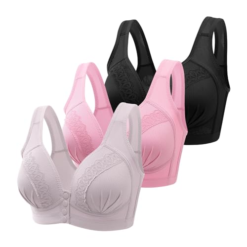 Sport BH 3-teiliger Damen-BH mit Knöpfen vorne BH Damen Ohne Bügel Push Up BH Set Frauen Sexy Bustier Crop Top Sport-BHS von FRMUIC