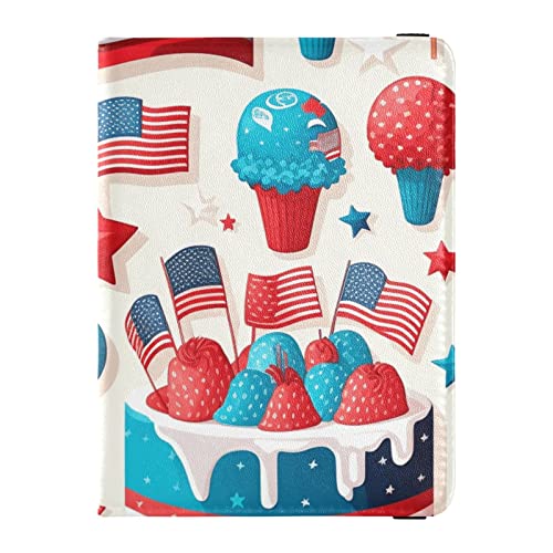 American Independence Dayr Dessert Balloons Reisepass- und Impfkartenhalter Combo, Reisepass-Brieftasche, Reisepasshülle aus Leder, Kombination mit Impfkartenschlitz für Frauen und Männer, American von FRODOTGV