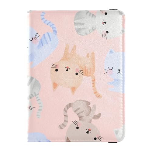 Art Illustration Katzen Reisepass und Impfkartenhalter Combo Reisepasshülle mit Impfkartenschlitz Damen Herren Leder Reisedokumente Organizer, Art Illustration Katzen, Einheitsgröße von FRODOTGV
