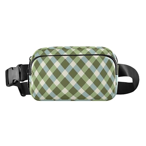Bauchtasche für Damen, Herren, Teenager, modisch, Mini-Gürteltasche mit verstellbarem Riemen für Reisen, Urlaub, Laufen, kariert, Grün / Weiß, Plaid Grün Weiß, 1 Size von FRODOTGV