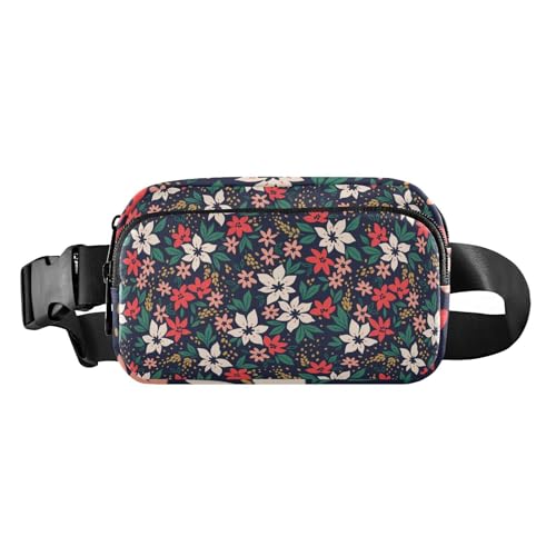 Bauchtasche für Damen, Herren, Teenager, trendig, große Kapazität, Bauchtasche mit verstellbarem Riemen für Reisen, Urlaub, Laufen, Winter, buntes Blumenmuster mit Weihnachten, Buntes von FRODOTGV
