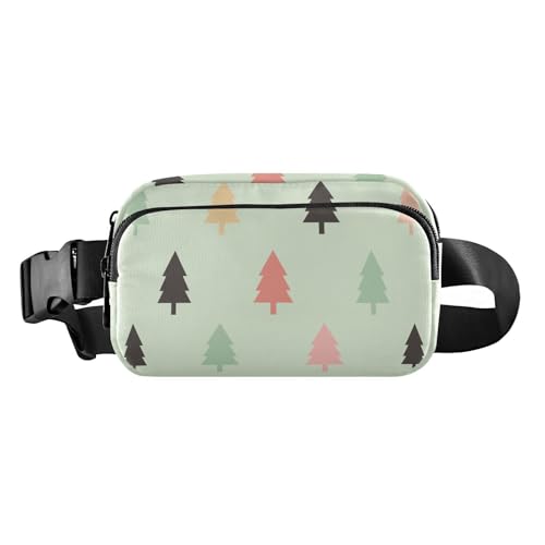 Bauchtasche für Herren und Damen, niedlich, großes Fassungsvermögen, Bauchtasche mit verstellbarem Riemen für Reisen, Einkaufen, Laufen, flaches Weihnachts-Tannenbaum-Muster, Flaches von FRODOTGV