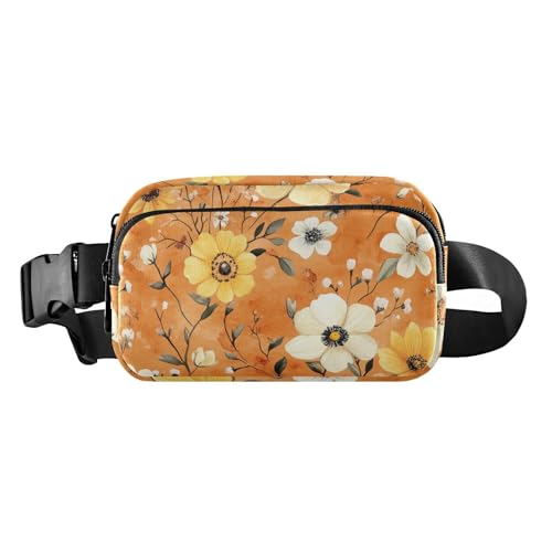 Bauchtasche mit großem Fassungsvermögen, Frühlingsblumen, Nelke, Osteospermum, Blume, Grau, für Damen und Herren, Umhängetasche, Sporttasche, Bauchtasche mit verstellbarem Riemen für Reisen, Laufen, von FRODOTGV