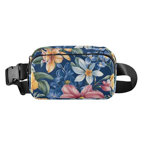 Bauchtasche mit großem Fassungsvermögen, Frühlingsblumen, Nelke, Osteospermum, Blume, Grau, für Damen und Herren, Umhängetasche, Sporttasche, Bauchtasche mit verstellbarem Riemen für Reisen, Laufen, von FRODOTGV