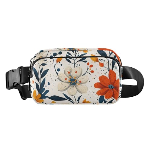 Bauchtasche mit großem Fassungsvermögen, Frühlingsblumen, Nelke, Osteospermum, Blume, Grau, für Damen und Herren, Umhängetasche, Sporttasche, Bauchtasche mit verstellbarem Riemen für Reisen, Laufen, von FRODOTGV