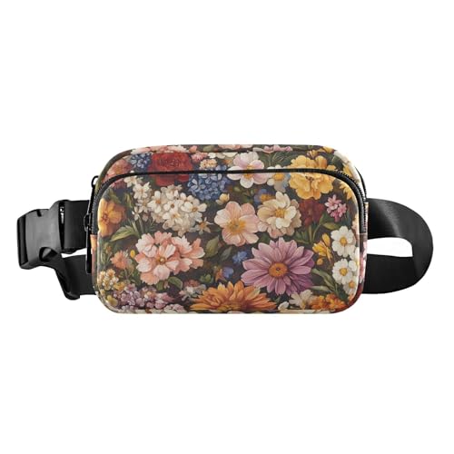 Bauchtasche mit großem Fassungsvermögen, Frühlingsblumen, Nelke, Osteospermum, Blume, Grau, für Damen und Herren, Umhängetasche, Sporttasche, Bauchtasche mit verstellbarem Riemen für Reisen, Laufen, von FRODOTGV