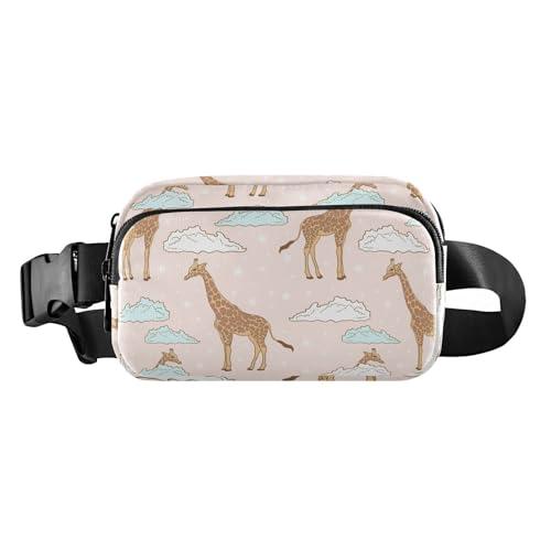 Bauchtasche mit großem Fassungsvermögen, verstellbarer Riemen, trendige Crossbody-Tasche, Anti-Diebstahl-Hüfttasche, niedliche Giraffen, Wolken, Pfirsichfarben, für Herren, Damen, für Reisen, Urlaub, Bauchtasche mit großem Fassungsvermögen, verstellbarer Riemen, trendige Crossbody-Tasche, Anti-Diebstahl-Hüfttasche, niedliche Giraffen, Wolken, Pfirsichfarben, für Herren, Damen, für Reisen, Urlaub, von FRODOTGV