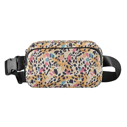 Bees on Gelb Damen Herren Teenager Trendy Hüfttasche Crossbody Tasche für Einkaufen Sport Arbeit, Abstrakte Leoparden-Geparden-Hautformen, 1 Size von FRODOTGV