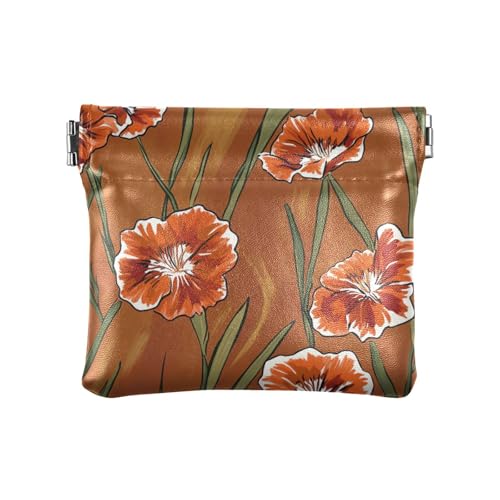 Braune Dianthus-Blumen-Münzgeldbörse für Damen, PU-Leder, einzigartiges Reisezubehör für Männer und Frauen, Braune Dianthus-Blumen, 4.33"(L) x 3.74"(W) x 0.39"(H), Classic von FRODOTGV