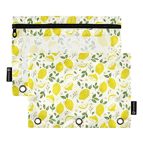 Bright Summer Stifteetui, 3-Ringbinder, mit Reißverschluss, 3 Löcher, für 3-Ringbuch, goldfarben, 2 Stück von FRODOTGV