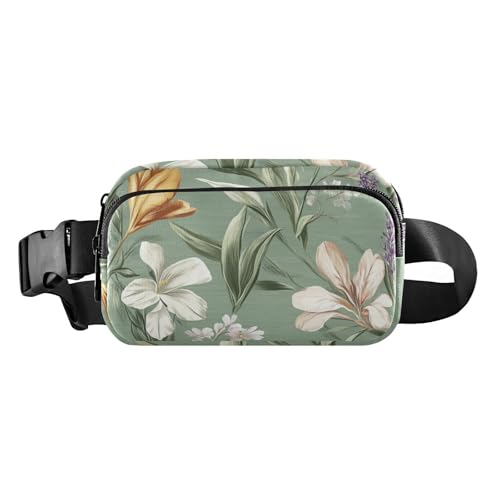 Brustgürtel, Bauchtasche für Herren und Damen, Blumen, Lilien, Rittersporn, Schmetterlinge, Bienen, Burgunderrot, Gürteltasche, Umhängetasche, große Kapazität, Reisepass, Geldbörse für Radfahren von FRODOTGV