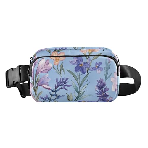 Brustgürtel, Bauchtasche für Herren und Damen, Blumen, Lilien, Rittersporn, Schmetterlinge, Bienen, Burgunderrot, Gürteltasche, Umhängetasche, große Kapazität, Reisepass, Geldbörse für Radfahren von FRODOTGV