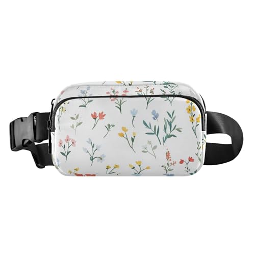 Brustgürtel, Bauchtasche für Herren und Damen, Blumen, Pfingstrosen, Glockenblume, Schmetterlinge, Weiß, Gürteltasche, Umhängetasche, große Kapazität, Reisepass, Geldbörse für Radfahren, Wandern von FRODOTGV