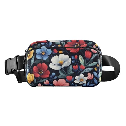 Brustgürtel, Bauchtasche für Herren und Damen, Blumenmuster, Rose, Zinnia, Canna, Beige, Bauchtasche, Umhängetasche, große Kapazität, Reisepass, Geldbörse für Radfahren, Wandern, Fitnessstudio, 15, 1 von FRODOTGV