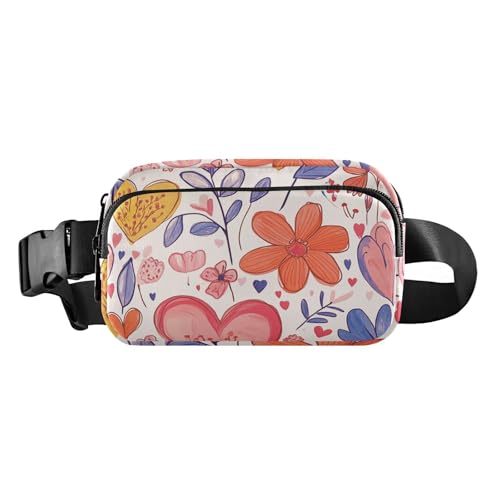 Brustgürtel, Bauchtasche für Herren und Damen, Valentinstag, Eukalyptus-Herzen, Bauchtasche, Umhängetasche, große Kapazität, Reisepass, Geldbörse für Radfahren, Wandern, Fitnessstudio, 15, 1 Size von FRODOTGV