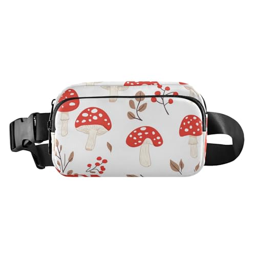 Brustgürtel, Bauchtasche für Herren und Damen, rote Pilze, Knopf, Pilz, Silber, Bauchtasche, Umhängetasche, große Kapazität, Reisepass, Geldbörse für Radfahren, Wandern, Fitnessstudio, 03, 1 Size von FRODOTGV