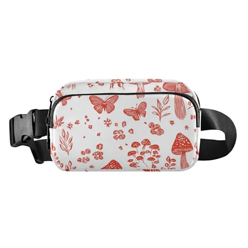 Brustgürtel, Bauchtasche für Herren und Damen, rote Pilze, Knopf, Pilz, Silber, Bauchtasche, Umhängetasche, große Kapazität, Reisepass, Geldbörse für Radfahren, Wandern, Fitnessstudio, 08, 1 Size von FRODOTGV