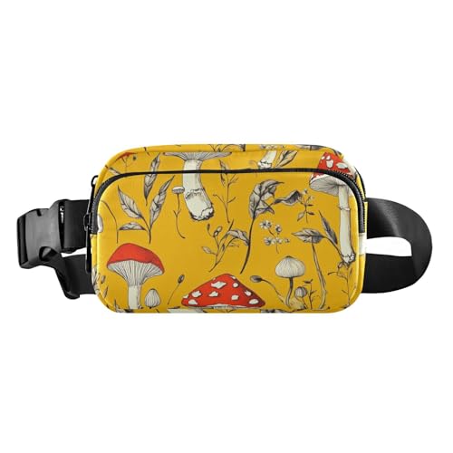 Brustgürtel, Bauchtasche für Herren und Damen, rote Pilze, Knopf, Pilz, Silber, Bauchtasche, Umhängetasche, große Kapazität, Reisepass, Geldbörse für Radfahren, Wandern, Fitnessstudio, 09, 1 Size von FRODOTGV