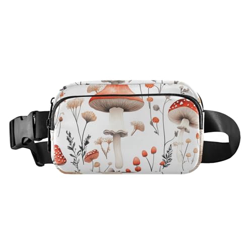 Brustgürtel, Bauchtasche für Herren und Damen, rote Pilze, Knopf, Pilz, Silber, Bauchtasche, Umhängetasche, große Kapazität, Reisepass, Geldbörse für Radfahren, Wandern, Fitnessstudio, 19, 1 Size von FRODOTGV