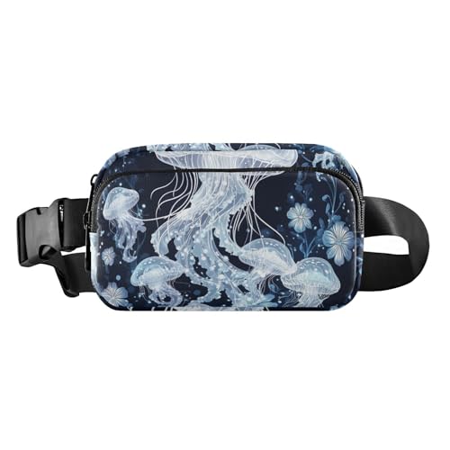 Brustgürtel-Bauchtasche für Herren und Damen, mit Quallen, silberfarben, große Kapazität, Reisepass, Geldbörse für Radfahren, Wandern, Fitnessstudio, 01, 1 Size von FRODOTGV