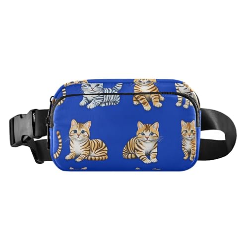 Brustgürtel-Bauchtasche für Herren und Damen, mit weihnachtlichen Katzen, beige, Bauchtasche für Crossbody, große Kapazität, Reisepass, Geldbörse für Radfahren, Wandern, Fitnessstudio, 05, 1 Size von FRODOTGV