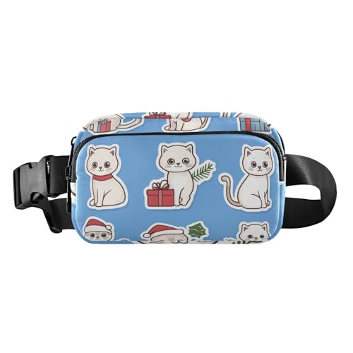 Brustgürtel-Bauchtasche für Herren und Damen, mit weihnachtlichen Katzen, beige, Bauchtasche für Crossbody, große Kapazität, Reisepass, Geldbörse für Radfahren, Wandern, Fitnessstudio, 14, 1 Size von FRODOTGV
