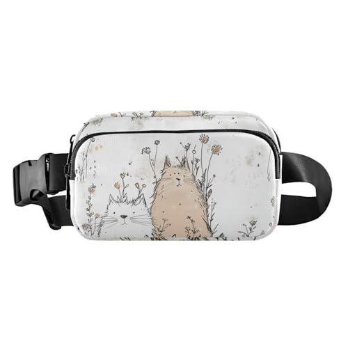 Brustgürtel-Bauchtasche für Männer und Frauen, Kunst, böhmische Katzen, weiße Bauchtasche, Umhängetasche, große Kapazität, Reisepass, Geldbörse für Radfahren, Wandern, Fitnessstudio, 20, 1 Size von FRODOTGV
