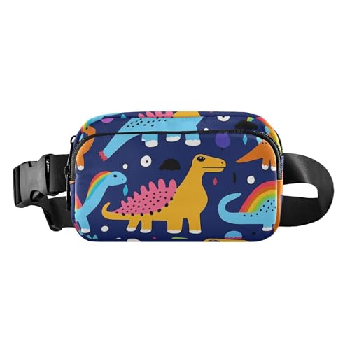 Brusttasche für Damen und Herren, niedlich, klein, mit verstellbarem Riemen, für Reisen, Urlaub, Laufen, buntes Cartoon-Dinosaurier, Bunte Cartoon-Dinosaurier, 1 Size von FRODOTGV