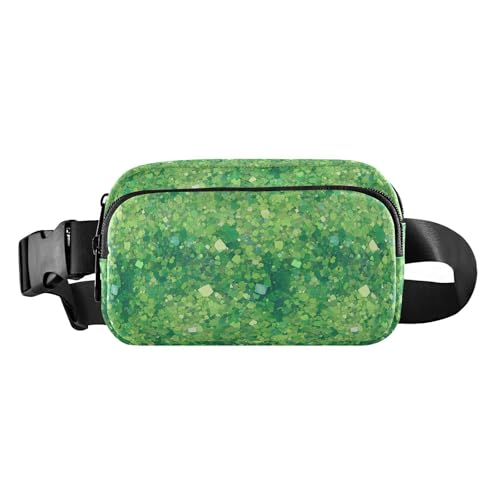 Buffalo Plaid Rot Schwarz Herren Damen Modische Bauchtasche Hüfttasche für Workout Laufen Wandern, Grüne Glitzer-Textur, 1 Size von FRODOTGV
