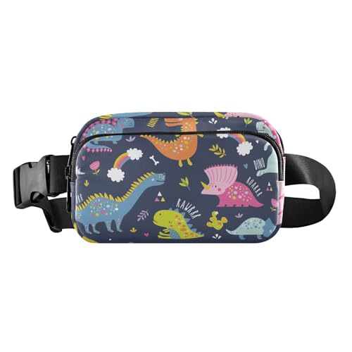 Bunte Dinosaurier-Gürteltasche für Damen und Herren, Mini-Reißverschluss, Gürteltasche mit verstellbarem Riemen für Einkaufen, Sport, Arbeit, Bunte Dinosaurier, 1 Size von FRODOTGV