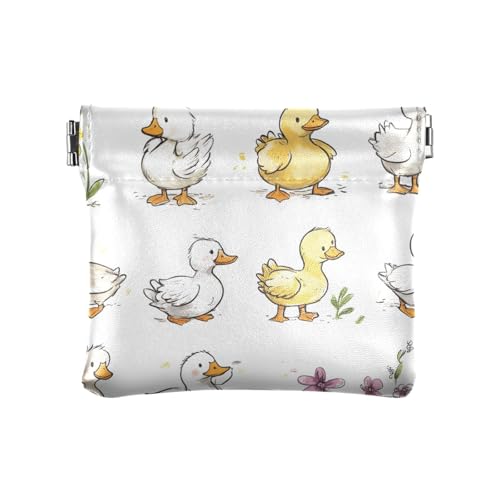 Cartoon Duck Damen Kleine Leder Münzbörse Geldbörse Niedlich Mini Kleingeld Geldbörse Münztasche für Mädchen Damen Handtasche, Cartoon Ente, 4.33"(L) x 3.74"(W) x 0.39"(H), Classic von FRODOTGV