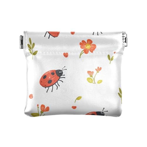 Cartoon Funny Lady Bugs Damen Leder Bargeld Geldbörse Niedlich Kleingeld Geldbörse mit Verschluss für Frauen Mädchen, Cartoon Funny Lady Bugs, 4.33"(L) x 3.74"(W) x 0.39"(H), Classic von FRODOTGV