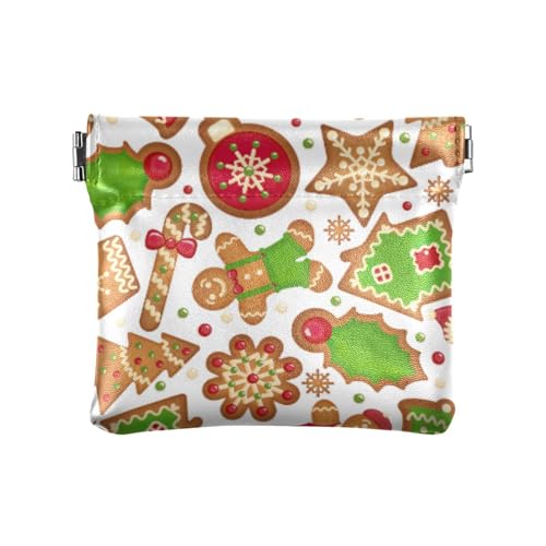 Christmas Cookies PU-Leder-Münztasche, praktische Tasche, Geldbörse, Make-up-Tasche für Frauen und Mädchen, Weihnachtsplätzchen, 4.33"(L) x 3.74"(W) x 0.39"(H), Classic von FRODOTGV