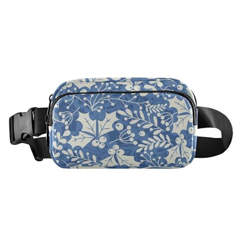 Croose Body Geldbörse für Damen und Herren, modische Mini-Umhängetasche, Hüfttasche mit verstellbarem Riemen für Reisen, Laufen, Wandern, Winter, Weihnachten, Stechpalmenblätter und Beeren, Winter von FRODOTGV