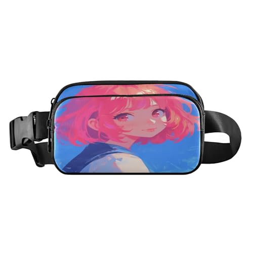 Curious Girl trendige Umhängetasche, Hüfttaschen für Damen, Herren, Teenager, große Kapazität, Crossbody-Tasche mit verstellbarem Gurt, für Reisen, Laufen, Wandern, Blau, Ästhetischer Kampffisch, 1 von FRODOTGV