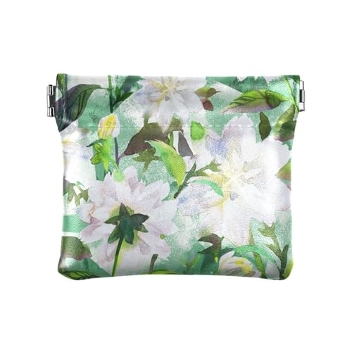 Damen-Geldbörse aus Leder, einzigartige Mini-Kosmetiktasche, Blumenblüte, Aquarell-Blumen, Damen, Floral Bloom Aquarellblumen, 1 Size, Reisezubehör von FRODOTGV